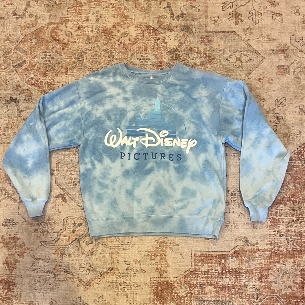 Walt Disney Pictures Blue Tie-Dye Women's Crew Neck Sweater
